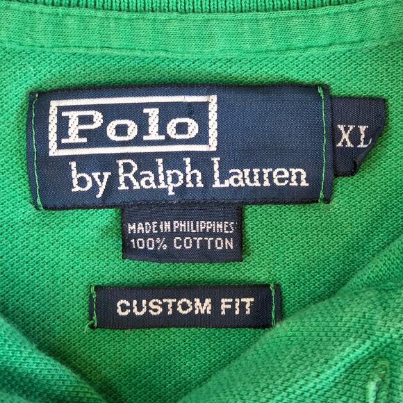 Polo Ralph Lauren Custom Fit Green Crest Polo Shirt XL #4 Sleeve - Picture 5 of 14